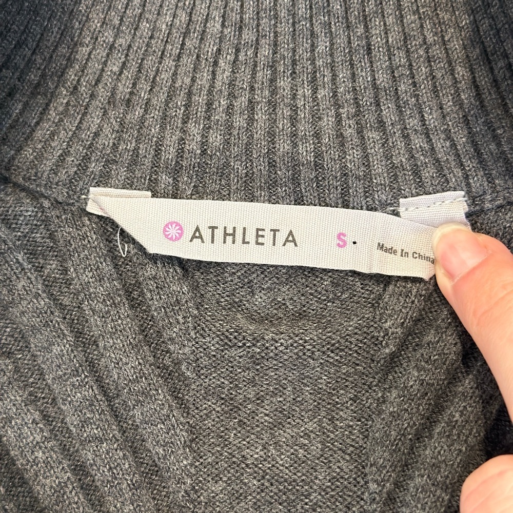 NWT Athleta Charcoal Zip-Neck Ribbed Mini Dress - Picture 4 of 10